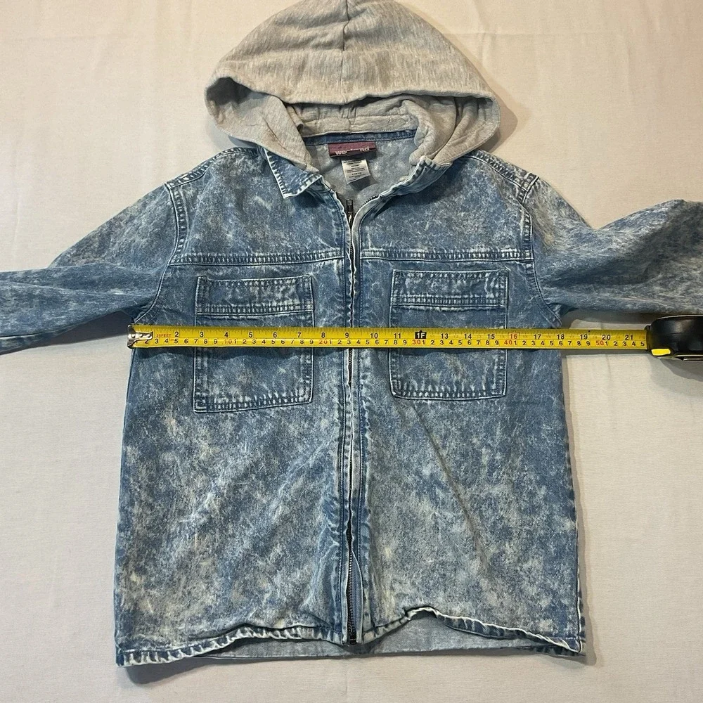 Weekend Academy Boys Vintage Style Acid Wash Hooded Jean Jacket L 10-12‎
